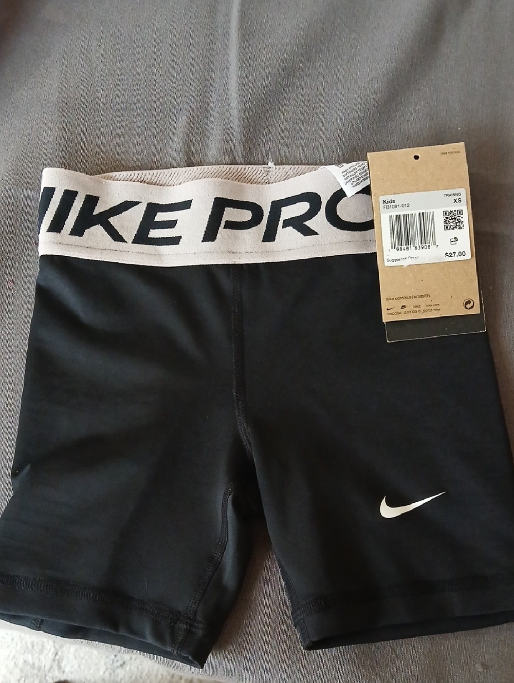 Nike Black Compression Shorts with White Waistband